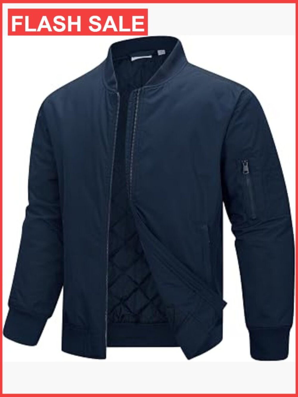 Men's Lightweight Waterproof Quilted Bomber Jacket Zip Up Windbreaker for Travel